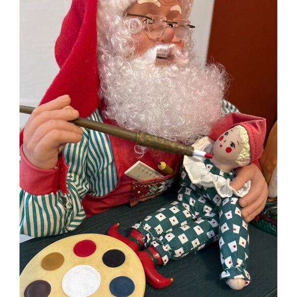 Vtg. 18" Santa Painting Toys at Desk Lighted Christmas Holiday Creations READ - Picture 6 of 15